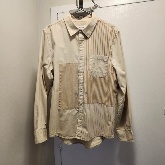 HUDSON NORTH Men's Patchwork Button-Up Shirt  Size M  100% Cotton - Picture 1 of 5